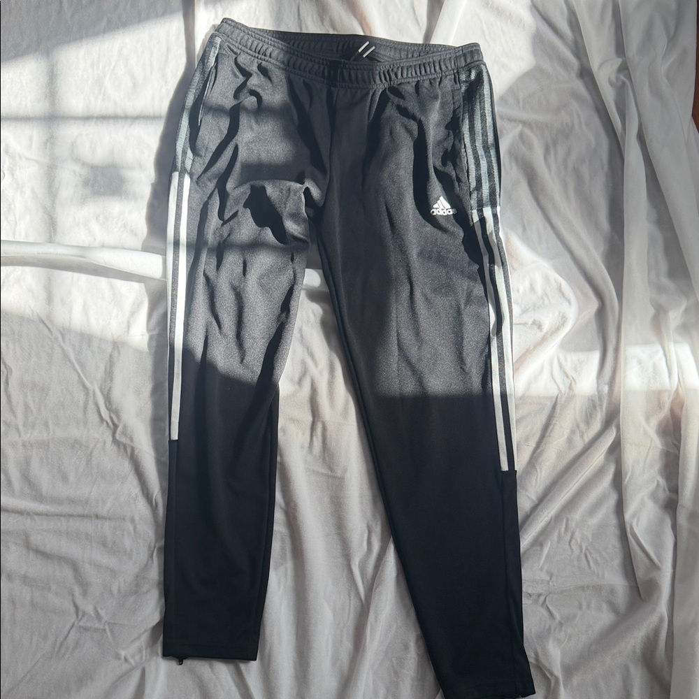 Adidas Black Joggers with White Stripes